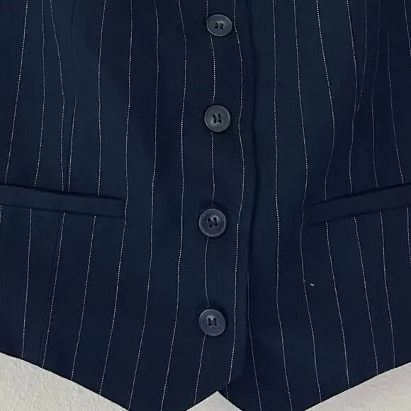 Navy Pinstripe Vest Size 6 - Picture 5 of 11